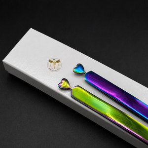 Pince à épiler professionnelle pour extensions de cils, revêtement plasma arc-en-ciel, volume fermé, en acier inoxydable, précision incurvée - Product Image 3