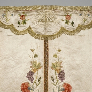 Premium Hand Embroidered Liturgical Vestment Gold Metallic Thread Zardozi Satin Church Altar Cover Cloth <b>Banner</b> - Product Image 3