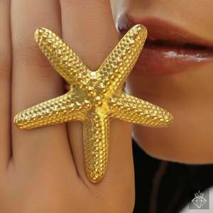 Anillo de moda de estrella de mar dorada antideslustre PRAO - Product Image 3