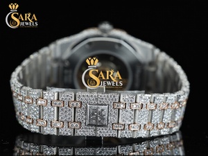 Premium Quality <b>Automatic</b> Quartz Watch Luxury Analog Display Iced Full Moissanite Diamond Stainless Steel Glass for Export Price - Product Image 3
