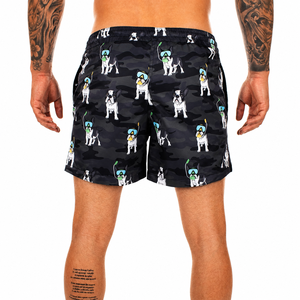 Men's <b>Black</b> French Bulldog Snorkeling Print <b>Board</b> Shorts Quick Dry Drawstring Casual Swim Trunks Short Length - Product Image 2