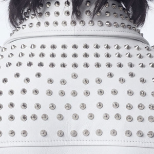 Women Turn-Down-Collar Leather Studded <b>Jackets</b> Female Waist Belt Leather Studded <b>Jacket</b> Ladies Studded Zipper Leather <b>Jacket</b> - Product Image 4