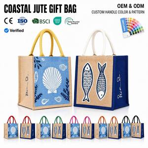 Sac fourre-tout en toile écologique, durable pour les courses quotidiennes, les cadeaux, recyclable, réutilisable, avec logo personnalisé imprimé, poignée en lin, sac en jute - Product Image 3