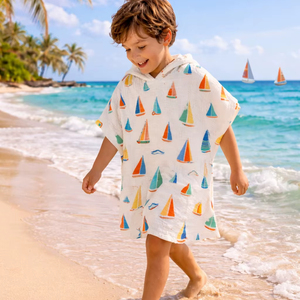 100% Cotton Customizable Unisex Baby <b>Poncho</b> Soft Breathable Hooded Baby Cover Up Lightweight Gentle Everyday Comfort - Product Image 1