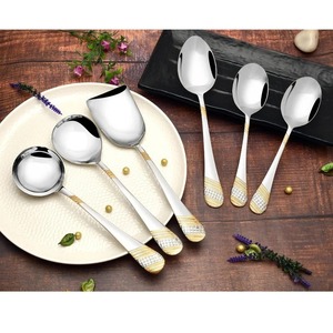 ชุดอุปกรณ์เสิร์ฟสลัดโลหะตกแต่งหรูหราสำหรับโต๊ะอาหารในครัว - Product Image 4