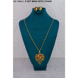 Collar de Moda con Colgante de Aleación de Cobre Chapado en Oro, Diseño de Pluma de Flauta, con Circonita Blanca, Collar de Boda para Mujer, Imitación Mahavir - Product Image 2