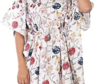 Robe kaftan en coton indien faite à la main, légère, style kimono, idéale pour la plage - Product Image 4