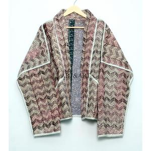 Vestes Kantha Tricotées Réversibles Vintage 100% Coton Écologiques Broderie Indienne Traditionnelle Couleurs Personnalisables Automne Haute Qualité - Product Image 6