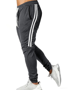 Plus Size Men's Gray Sweatpants White Side Stripes Drawstring <b>Elastic</b> Waist Flat Front Casual Joggers Lightweight Knitted 100% - Product Image 1