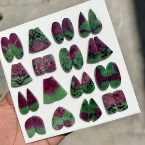 Paire de cabochons en quartz naturel, pierres assorties avec jeu de couleurs, pour la création de bijoux - Product Image 2