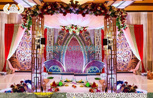 Decoración de Mandap para Bodas Reales, Elegante Decoración de Boda Tradicional de Fibra de Vidrio Tallada en Dorado para Interiores, Portátil, de Perth, EE. UU. - Product Image 6