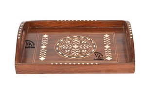 Forme personnalisée plateau de service en incrustation d'os plat de service de restauration rapide hôtel de haute qualité utiliser conception standard en bois décoratif maison - Product Image 3