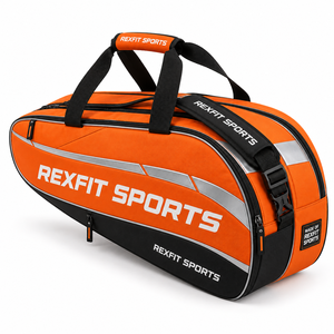 Sac de rangement multi-poches pour raquettes de squash, tennis et badminton avec texte personnalisé et bandoulière réglable - Product Image 2