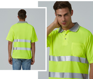 Chemise de travail haute visibilité pour l'été, respirante, imperméable, thermique, coupe-vent, polo réfléchissant - Product Image 4