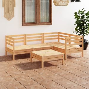 Ensemble de salon de jardin modulaire moyen en pin naturel massif pour espaces extérieurs - Product Image 1