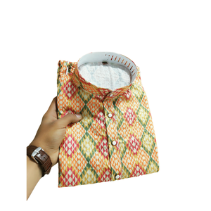 TENDANCE COTON CROCHET BRODERIE SEQUENCE TRAVAIL KURTA AVEC PAYJAMA JAUNE - Product Image 1