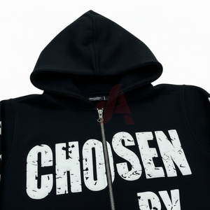 Sudadera con capucha para hombre OEM personalizada, con lavado ácido, 100% algodón, forro polar, con cremallera, estampada, estilo urbano, novedad 2026 - Product Image 3