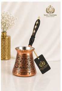 Handcrafted Etched Copper Turkish <b>Coffee</b> <b>Pot</b> Cezve Ibrik With Long <b>Metal</b> Handle Traditional Greek <b>Coffee</b> Maker - Product Image 5