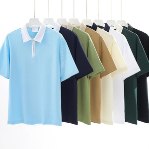Polo vintage unisexe en polyester 100% personnalisé, col à revers, motif imprimé été, bleu marine, anti-plis, BD - Product Image 2