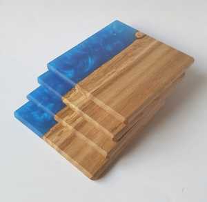 Premium Artisan Acacia Wood & <b>Epoxy</b> River <b>Resin</b> Coaster Set Decorative Beverage Coasters for Dining <b>Table</b>, Kitchen & Living - Product Image 5