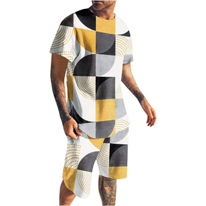 Collection d'été en gros, ensemble t-shirt et short pour homme à manches courtes avec logo personnalisé, 100% polyester coton, grandes tailles, sublimation - Product Image 4