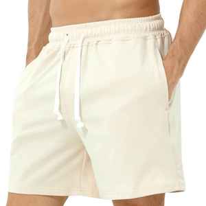 Men's Solid Color Cotton <b>Shorts</b> Mid Waist Drawstring Casual Breathable <b>Woven</b> Fabric <b>Short</b> Length - Product Image 5