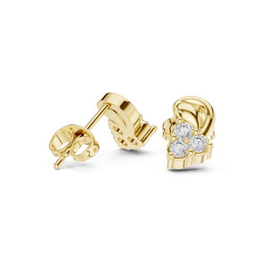 Boucles d'oreilles de fiançailles en or blanc 14 carats avec diamant rond cultivé en laboratoire pour femmes |   Nouveau diamant cultivé - Product Image 6