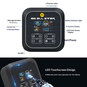 Masseur de jambes All Star à 4 chambres, rechargeable par USB, contrôle de la durée, télécommande sans fil - Product Image 3