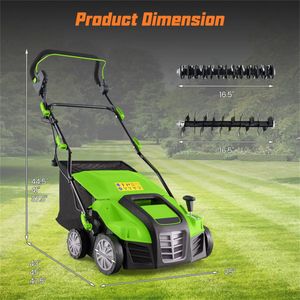 Scarificatore Elettrico a Filo da 1300W, Larghezza di Taglio 16 Pollici, Ruote Resistenti all'Usura, Ampio Sacco Raccoglierba Rimovibile, 230V per Giardino Domestico - Product Image 6