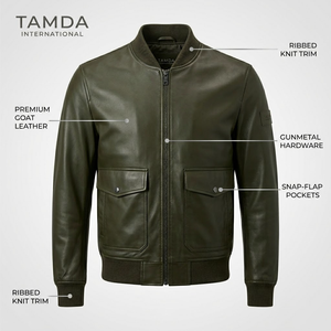 Men's Custom <b>Leather</b> Bomber Jacket | <b>High</b> Grade Breathable Stylish <b>Top</b> Demanded Clothing Manufacturer - Product Image 5