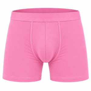 Calzoncillos bóxer sin costuras de punto de tiro medio para hombre, color rosa, lisos - Product Image 1