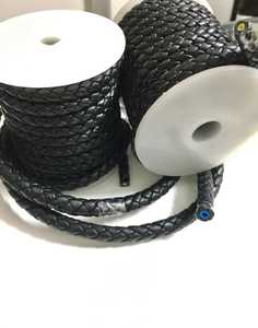 Durable Round <b>Braided</b> Leather Lace 5mm Stitched Jewelry <b>Cord</b> for Western Bolo Ties & Apparel Design Bulk Wholesale Supply - Product Image 5