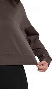 Sweat-shirt décontracté pour femme en coton 100% avec logo personnalisé sur le devant, manches longues, col rond, doublure en polaire, séchage rapide et écologique - Product Image 3