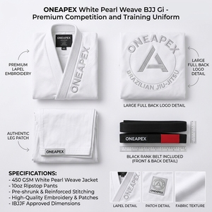 Men's <b>White</b> BJJ Gi Jiu Jitsu Uniform Martial Arts Training Embroidered Competition Grappling Gi - Product Image 6