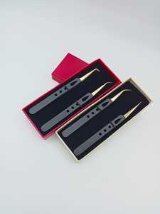 Pinzas para Pestañas Profesionales de Grado Salón, Chapadas en Oro, con Agarre Ergonómico Antiestático y Equilibrio - Product Image 2