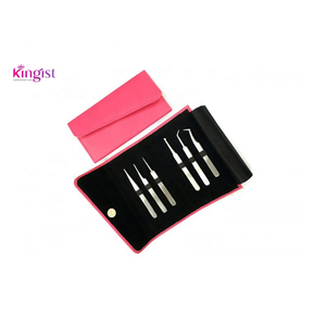 Juego de Pinzas para Extensiones de Pestañas Postizas de Acero Inoxidable, Curvas, Angulares y Rectas, 4 Piezas - Product Image 3