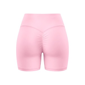 Shorts Deportivos de Cintura Alta Color Rosa para Mujer, Shorts de Yoga y Fitness de Color Sólido, Cintura Elástica, Tejido de Spandex y Poliéster - Product Image 2