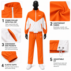 Ensemble de survêtement en nylon de haute qualité pour homme, résistant à l'eau, 2 pièces, jogging décontracté, coupe-vent coloré, vêtements de sport - Product Image 4