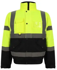 <b>Hi</b> <b>Vis</b> Workwear Jacket Men Polyester High Visibility Reflective Safety Tape <b>Orange</b> Yellow Black Softshell Uniform - Product Image 3