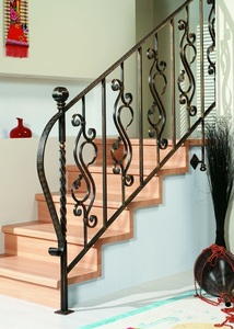 High quality wrought iron stair railing with artistic curves and powder coated finish, ensuring long lasting beauty!! - Product Image 6