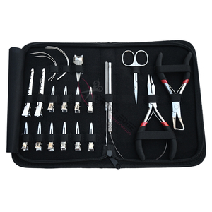 Wholesale Silver Hair Extension tools Installation Set Stainless Steel Pliers Bead Remover Pulling <b>Hook</b> Duckbill Sectioning <b>Clip</b> - Product Image 1