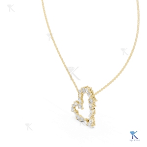 จี้เพชรรูปหัวใจทรงลูกแพร์ สร้อยคอทองคำแท้ 14K 18K สำหรับผู้หญิง งานหรูหรา เหมาะสำหรับงานปาร์ตี้และงานแต่งงาน - Product Image 4