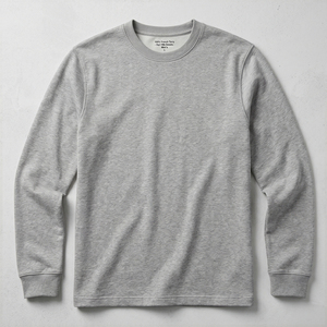 Men's Long Sleeve O-Neck Terry Tee Crewneck French Treey T Shirt Mens 100% Cotton Regular Fit French Terry Casual Knitted Tops - Product Image 1