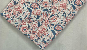 Vintage Floral Hand Block Printed 100% Cotton <b>Eco</b>-<b>Friendly</b> Lightweight <b>Fabric</b> for Dresses Home Decor 90 GSM 43/44" Width Jaipur - Product Image 2