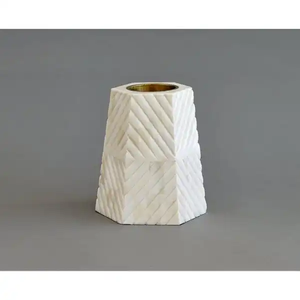 Brûleur d'encens / Porte-bougie arabe unique fait main en os incrusté, écologique, design MOP FAIZA CRAFT FC-1057 personnalisable - Product Image 5