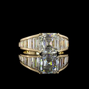 แหวนเพชรทรง Asscher 3 กะรัต สไตล์วินเทจ รับรองโดย IGI แหวนแต่งงานทรง Step Cut เครื่องประดับสั่งทำระดับไฮเอนด์สำหรับผู้หญิง - Product Image 1