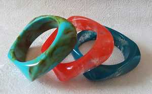 Trendy Islamic Resin Bangle Stack in Blue <b>Red</b> and Green Marbled Design Unisex Gift Fashion <b>Bracelets</b> - Product Image 2
