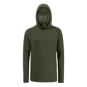 Sweat à capuche vert olive pour homme, manches longues, UPF 50, anti-UV, vêtements de pêche, pull-over, couleur unie, polyester - Product Image 2