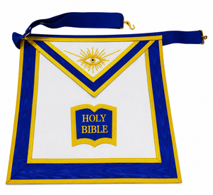 Ensemble de regalia maçonnique bleu de qualité supérieure, brodé à la main, avec tablier, collier et gants, pour officier chaplain, orné de bijoux - Product Image 2