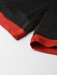 Women's Sporty Shorts With Pockets <b>Elastic</b> Waist Knitted Quick Dry Color Blocking Red Black Regular Fit - Product Image 5